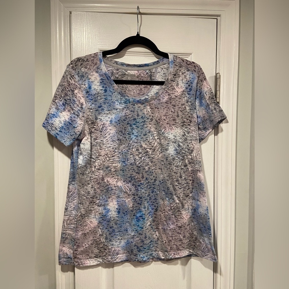Reel Legends Size L Freescent Palm Print Spatter Dye Short Sleeve Tee Shirt